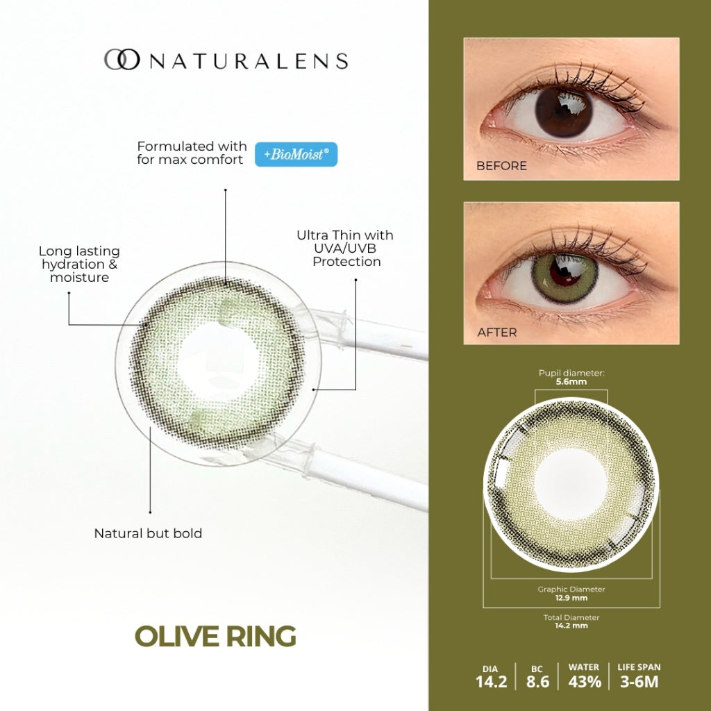 Naturalens Olive Ring Softlens Biomoist (1PC/ SEBELAH) Contact Lens (0 sd -10)