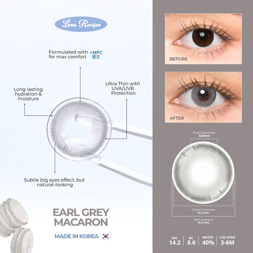 Lens Recipe by Naturalens Earl Grey Macaron Softlens Made in Korea with MPC (1PC/SEBELAH) Contact Lens (-0 sd -6.50)