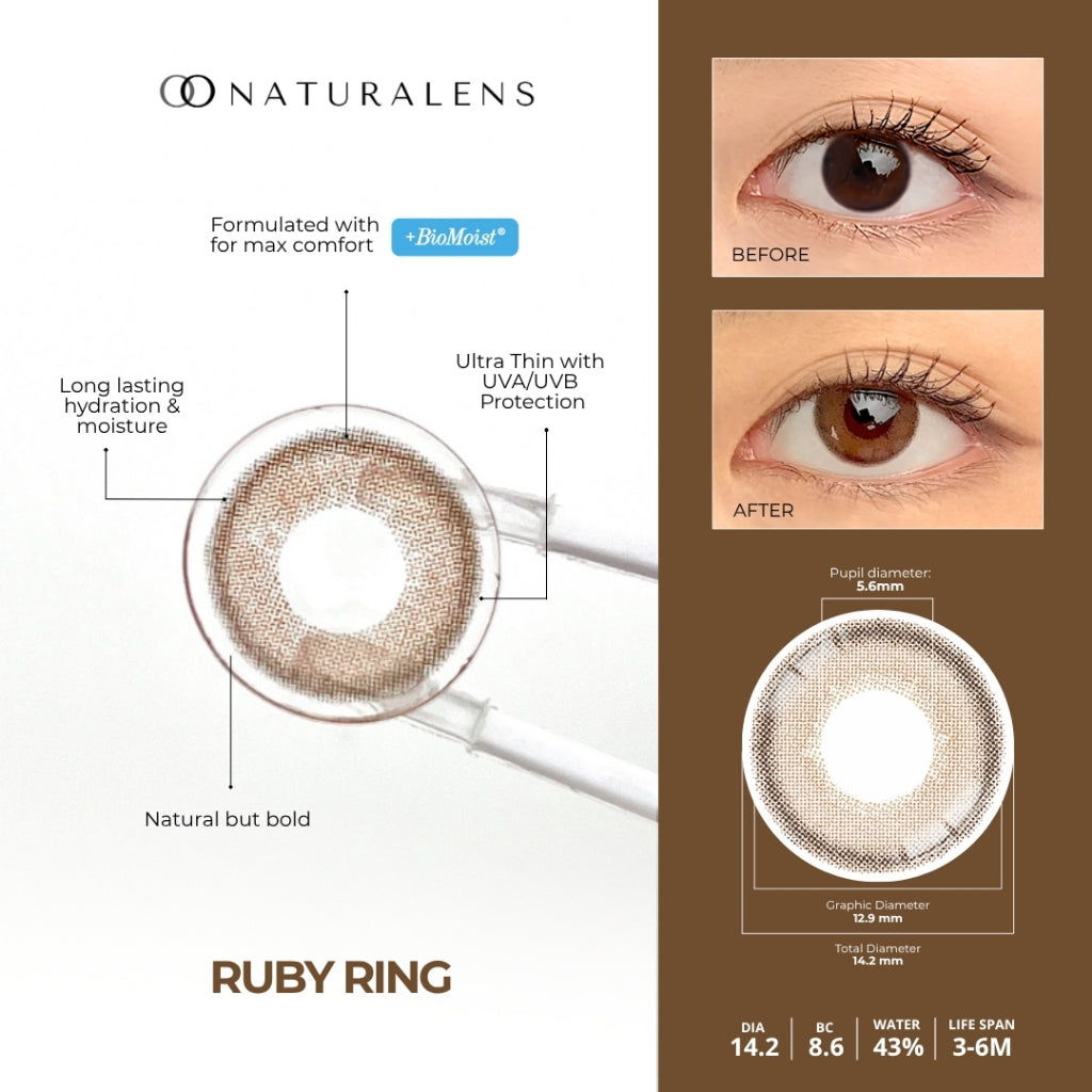 Naturalens Ruby Ring Softlens Biomoist (1PC/SEBELAH) Contact Lens (0 sd -10)