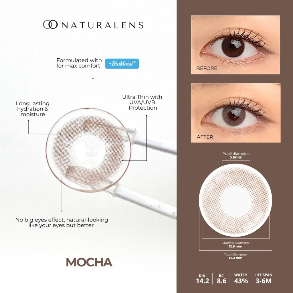 Naturalens x Oatside Mocha Softlens Biomoist (1PC/SEBELAH) Contact Lens (0 sd -10)