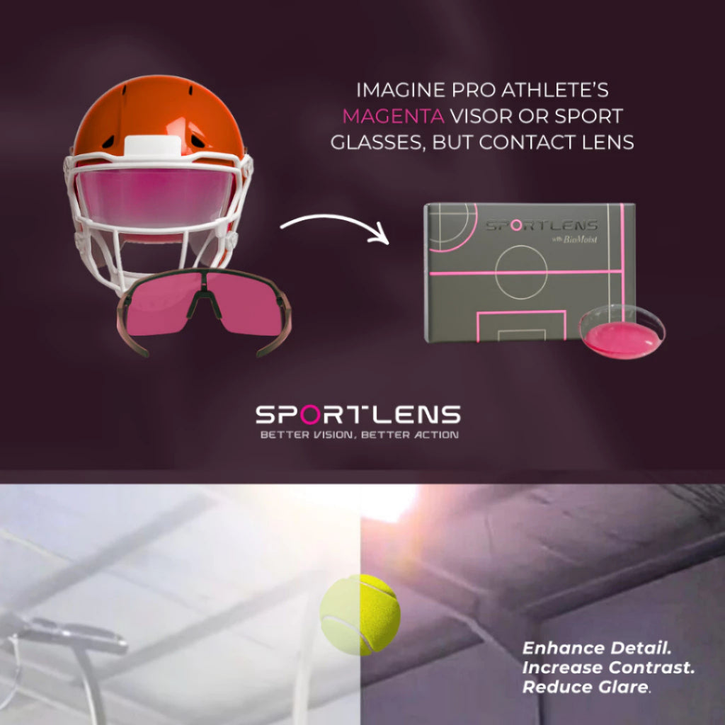 [NEW UPGRADED VERSION] Sportlens Magenta Tinted+ Technology Contact Lens with Biomoist (1PC/SEBELAH) / Softlens Khusus Olahraga / Sport Soft Lens / Lensa Kontak / Soflen / Softlen / Lensa mata/ Soflens normal minus / Softlense