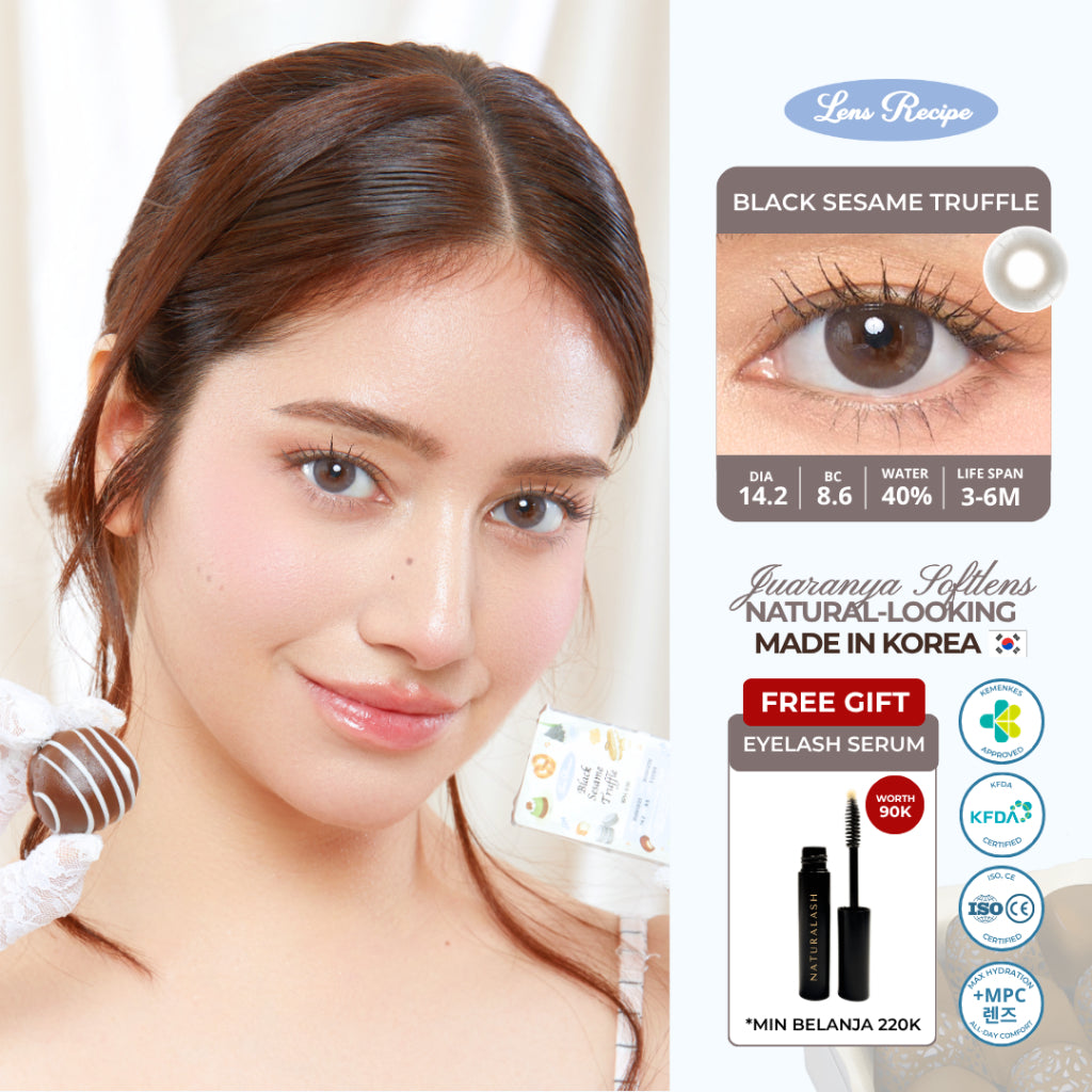 Lens Recipe by Naturalens Black Sesame Truffle Softlens Made in Korea with MPC (1PC/SEBELAH) Contact Lens (-0 sd -6.50)