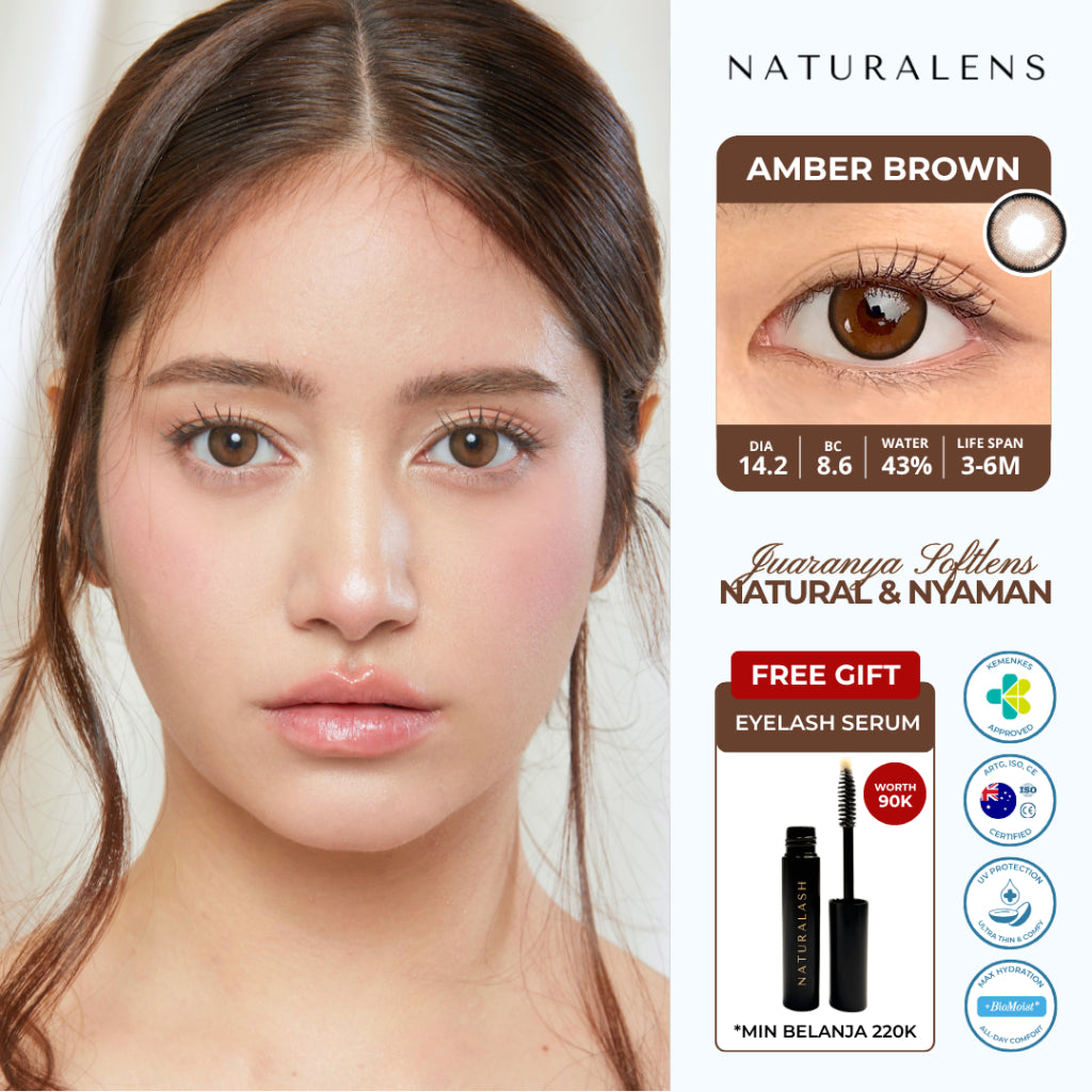 Naturalens Amber Brown Softlens Biomoist (1PC/SEBELAH) Contact Lens (0 sd -10)