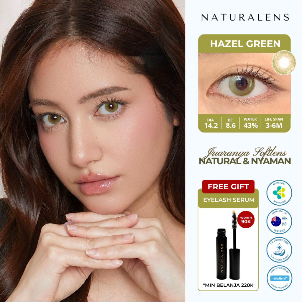 Naturalens Hazel Green Softlens Biomoist (1PC/SEBELAH) Contact Lens (0 sd -10)