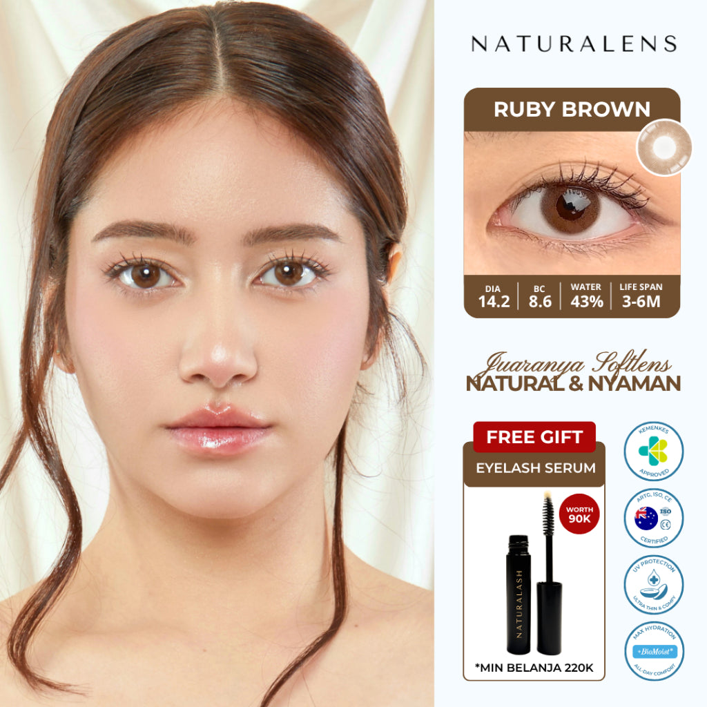 Naturalens Ruby Brown Softlens Biomoist (1PC/SEBELAH) Contact Lens (0 sd -10)