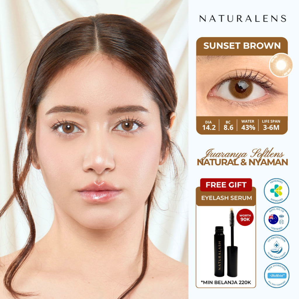 Naturalens Sunset Brown Softlens Biomoist (1PC/SEBELAH) Contact Lens (0 sd -10)