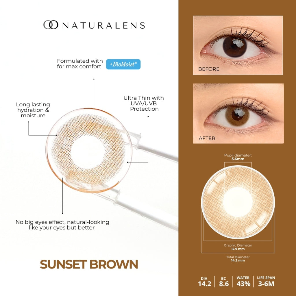 Naturalens Sunset Brown Softlens Biomoist (1PC/SEBELAH) Contact Lens (0 sd -10)