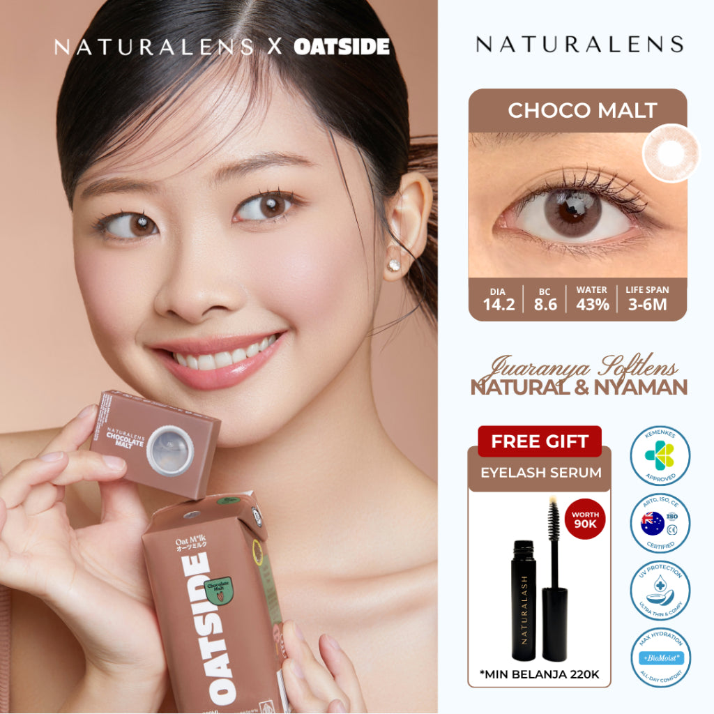 Naturalens x Oatside Chocolate Malt Softlens Biomoist (1PC/SEBELAH) Contact Lens (0 sd -10)