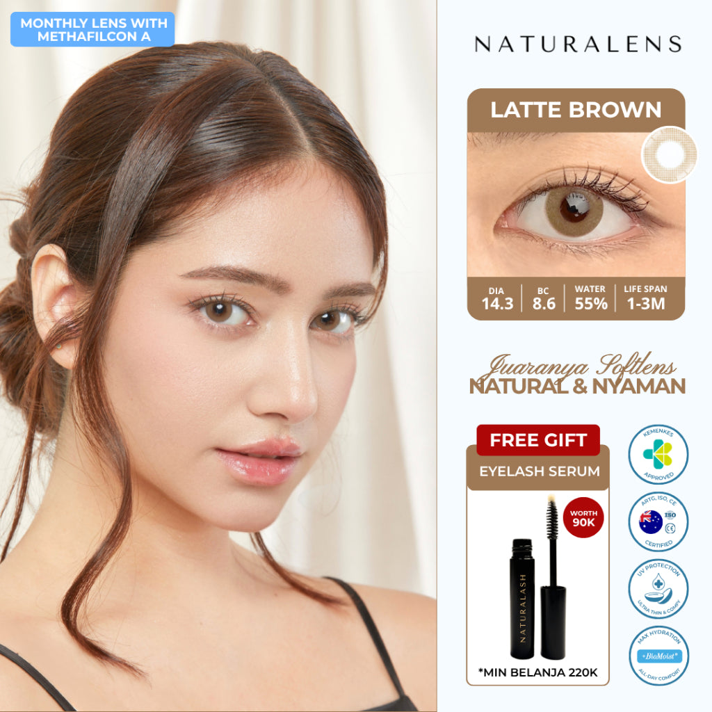 Naturalens Latte Brown Monthly Softlens Biomoist (1PC/SEBELAH) Contact Lens (0 sd -10)