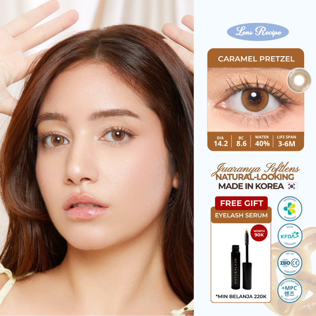 Lens Recipe by Naturalens Caramel Pretzel Softlens Made in Korea with MPC (1PC/SEBELAH) Contact Lens (-0 sd -6.50)