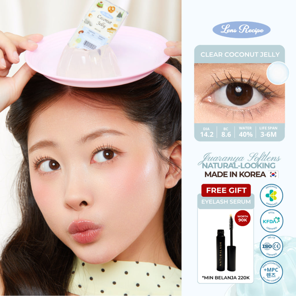 Lens Recipe by Naturalens Clear Coconut Jelly Softlens Made in Korea with MPC (1PC/SEBELAH) Contact Lens (-0.50 sd -10)