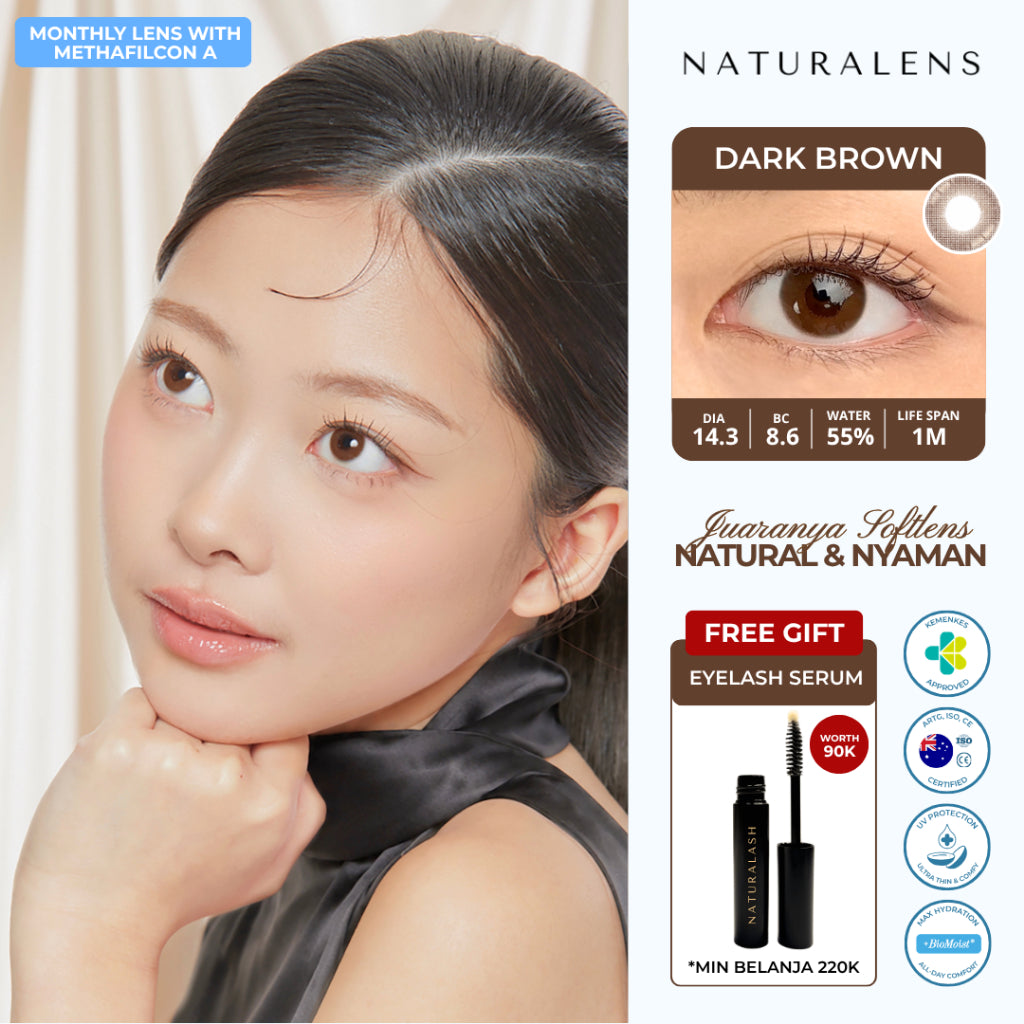 Naturalens Dark Brown Monthly Softlens Biomoist (1PC/SEBELAH)  Contact Lens (0 sd -10)