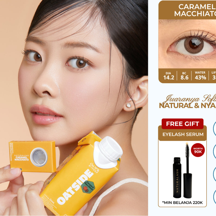 Naturalens x Oatside Caramel Macchiato Softlens Biomoist (1PC/SEBELAH) Contact Lens (0 sd -10)