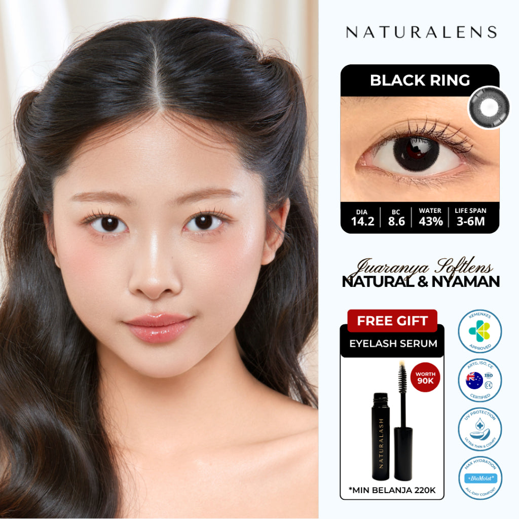 Naturalens Black Ring Softlens Biomoist (1PC/SEBELAH) Contact Lens (0 sd -10)