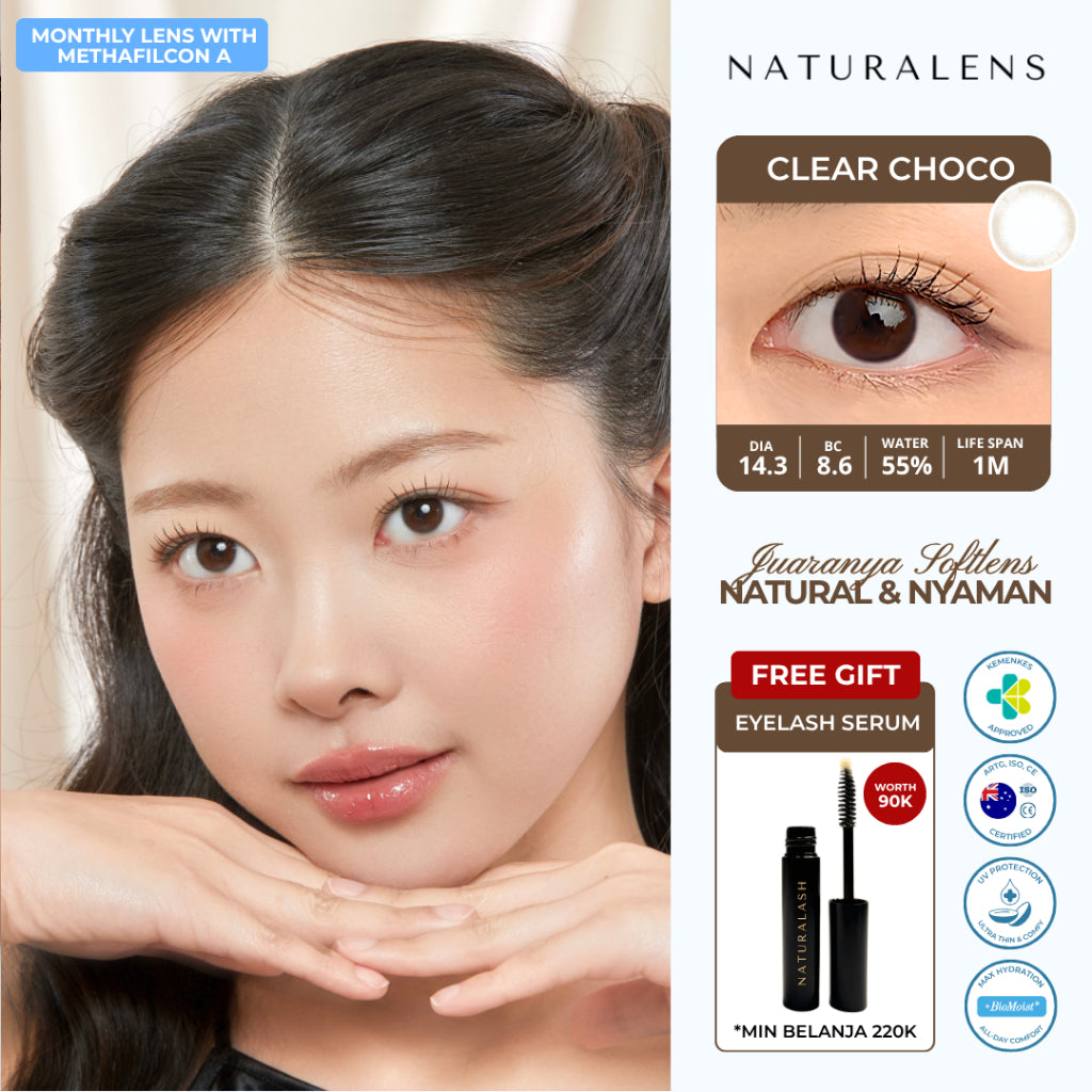 Naturalens Clear Choco Donut Monthly Softlens Biomoist (1PC/SEBELAH) Contact Lens (0 sd -10)