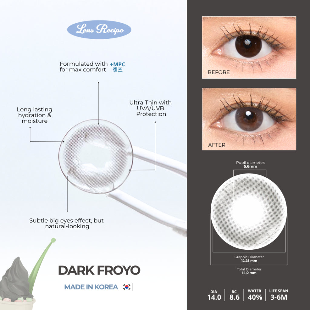 Lens Recipe by Naturalens Dark Froyo Softlens Made in Korea with MPC (1PC/SEBELAH) Contact Lens (-0 sd -6.50)