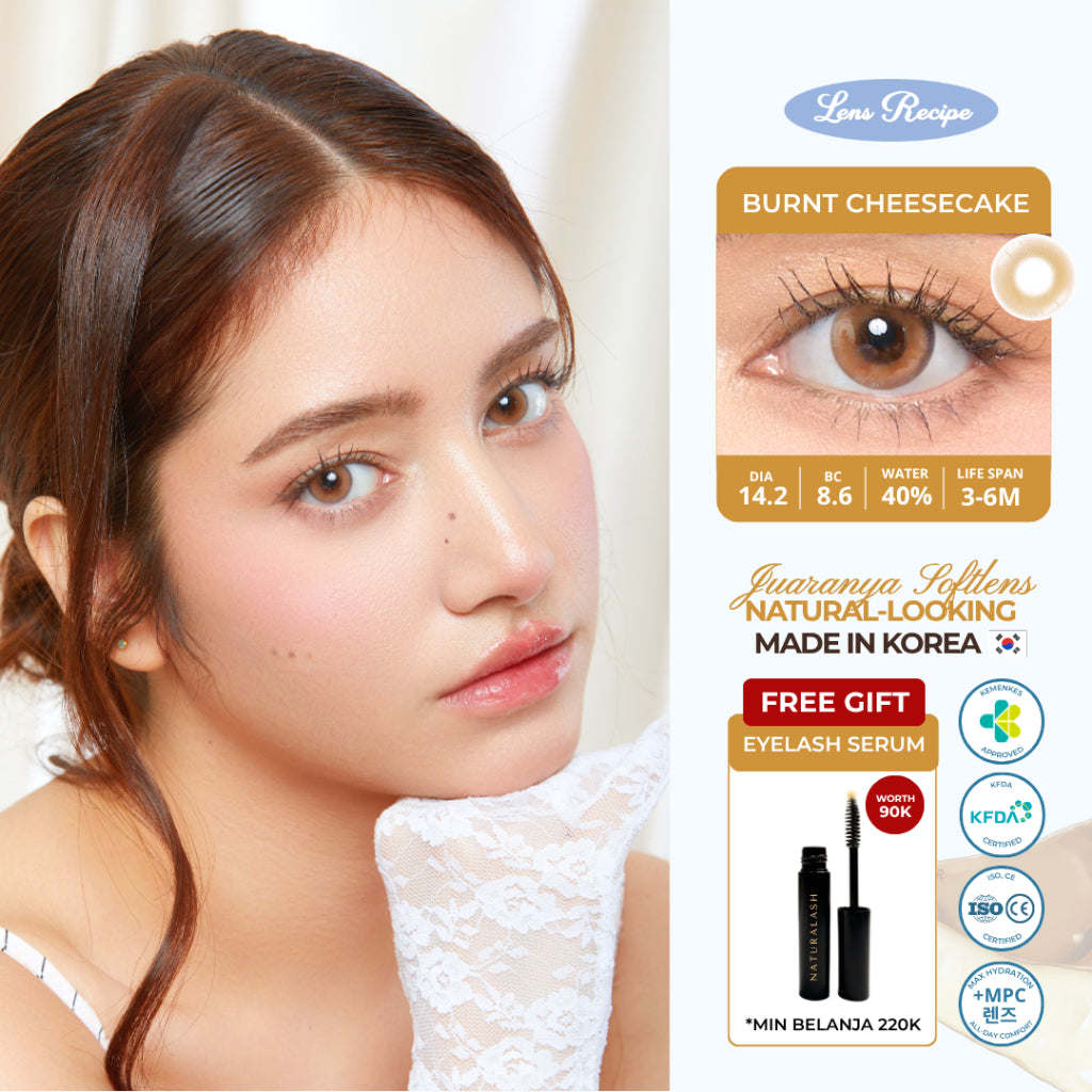 Lens Recipe by Naturalens Burnt Cheesecake Softlens Made in Korea with MPC (1PC/SEBELAH) Contact Lens (-0 sd -6.50)